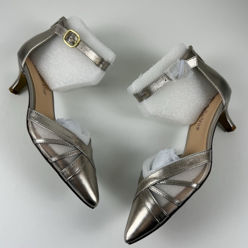 Bella Vita Women's MALANI Kitten Heel Pumps 9.5W Champagne Leather FAST SHIP!!